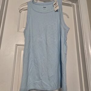 Jenni Light Blue Ribbed Sleeveless Tank Top